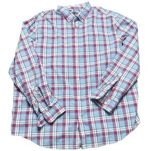 Vineyard Vines Shirt Mens Size XXL Red White Blue Plaid Whale Shirt Button Front